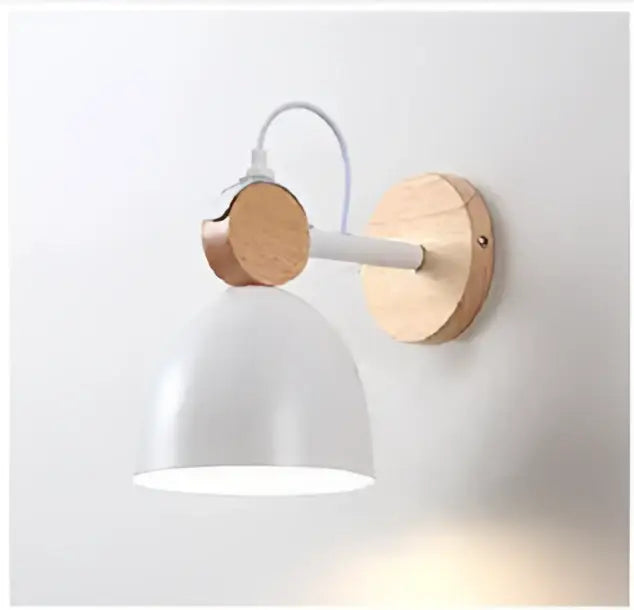 Modern white dome wall sconce with wooden base and curved metal arm for bedroom aisle led wood wall decorbites led wood