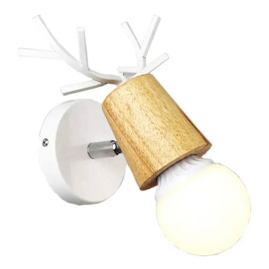 Modern white and light wood deer-themed wall sconce with antler design decorbites led wood wall for bedroom aisle lighting