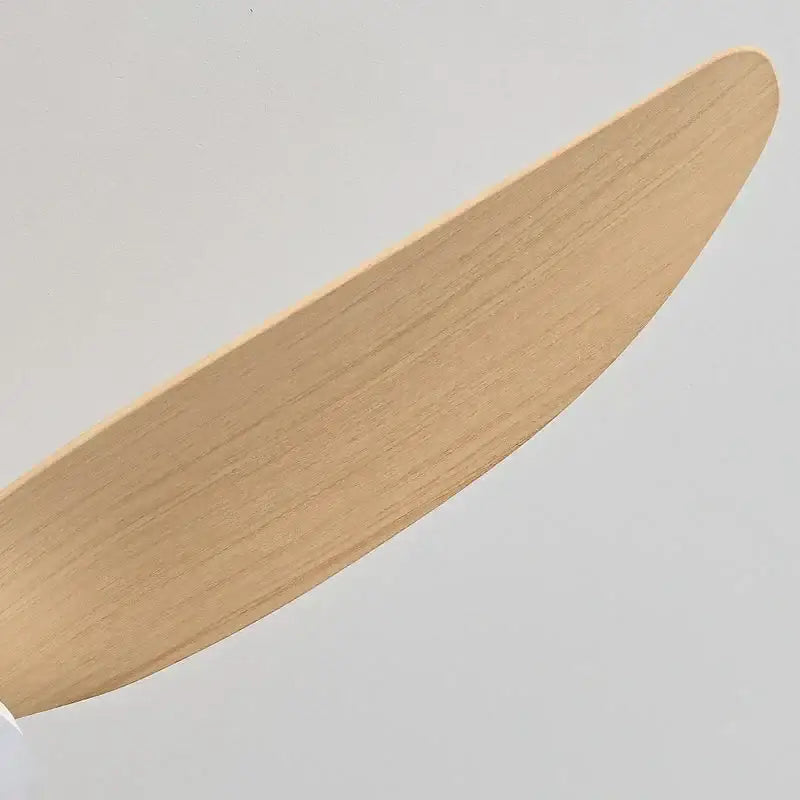 Modern wood and white ceiling fan blade in light wood with polished finish featuring 30w remote control light
