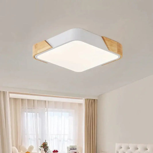 Modern wood and white led ceiling light with acrylic diffuser and natural wood accents ideal for bedroom decorbites ceiling light