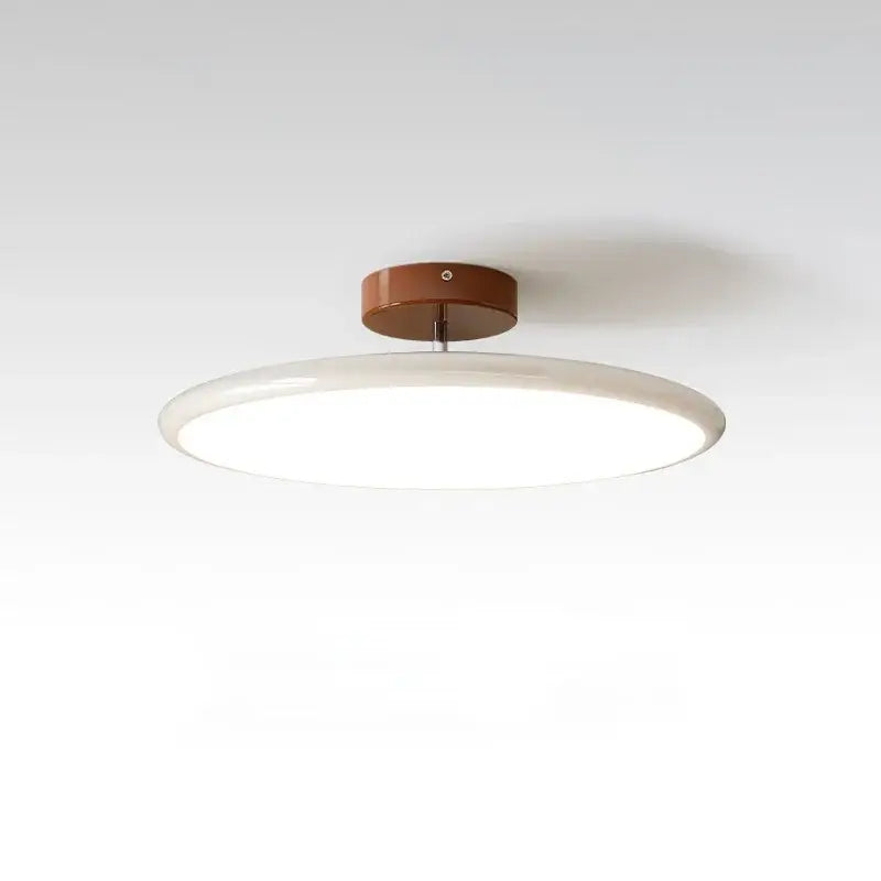 Modern wood and white nordic ceiling light with warm brown metal base dimmable ceiling lamp for living room decorbites