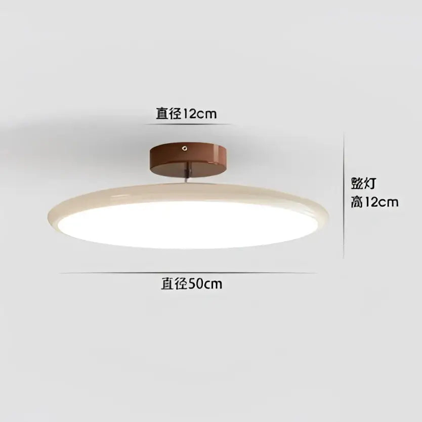 Minimalist dimmable nordic ceiling light with warm brown wooden base and off-white diffuser for modern decorbites ceiling lamp