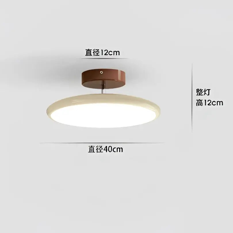 Modern wood and white nordic ceiling light with warm brown wooden base and off-white diffuser for dimmable decorbites ceiling lamp