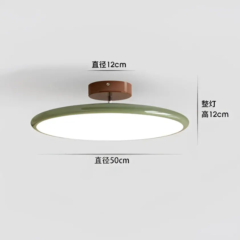 Modern wood and white nordic ceiling lamp with olive green acrylic diffuser and warm brown wooden base decorbites dimmable ceiling light