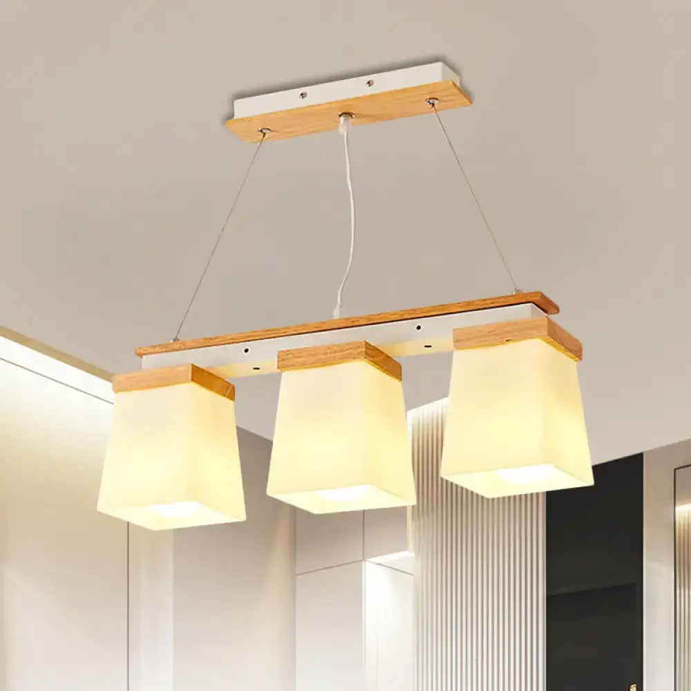 Modern decorbites nordic island chandelier with square shade wooden frame white lights for dining room illumination