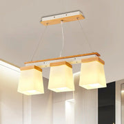 Modern decorbites nordic island chandelier with square shade wooden frame white lights for dining room illumination