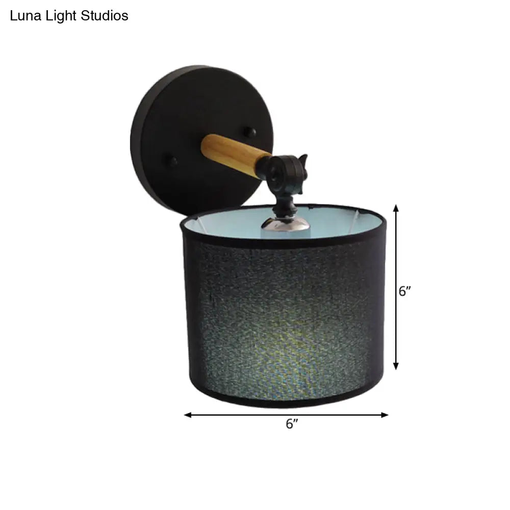 DecorBites™ DecorBites™ Modern Wood Armed Sconce Wall Lamp with Black Drum Shade - 1 Light Bedside Lighting