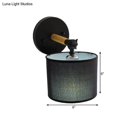 DecorBites™ DecorBites™ Modern Wood Armed Sconce Wall Lamp with Black Drum Shade - 1 Light Bedside Lighting