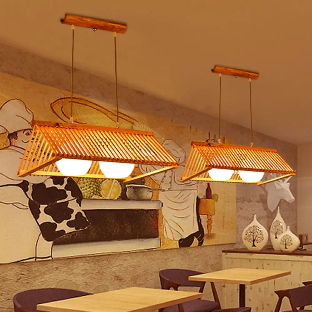 ديكوربايتس™ مصباح سقف خشبي عصري من الخيزران مع غطاء زجاجي كريمي