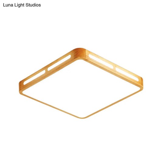 DecorBites™ DecorBites™ Modern Wood Beige LED Ceiling Light for Bedroom - Rectangle Flush Mount Lamp, 12"/18"/21"/25.5" Wide