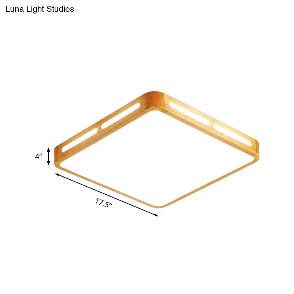 DecorBites™ DecorBites™ Modern Wood Beige LED Ceiling Light for Bedroom - Rectangle Flush Mount Lamp, 12"/18"/21"/25.5" Wide