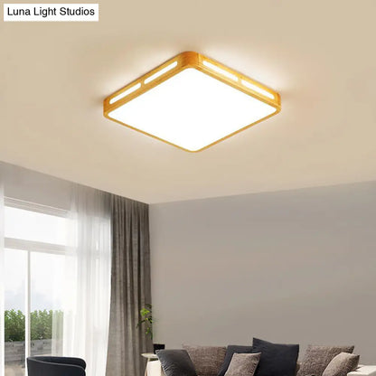 DecorBites™ DecorBites™ Modern Wood Beige LED Ceiling Light for Bedroom - Rectangle Flush Mount Lamp, 12"/18"/21"/25.5" Wide
