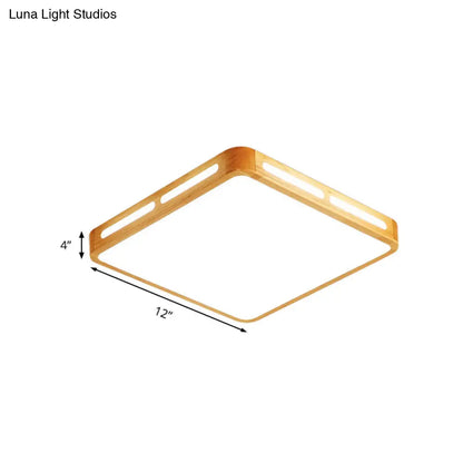 DecorBites™ DecorBites™ Modern Wood Beige LED Ceiling Light for Bedroom - Rectangle Flush Mount Lamp, 12"/18"/21"/25.5" Wide