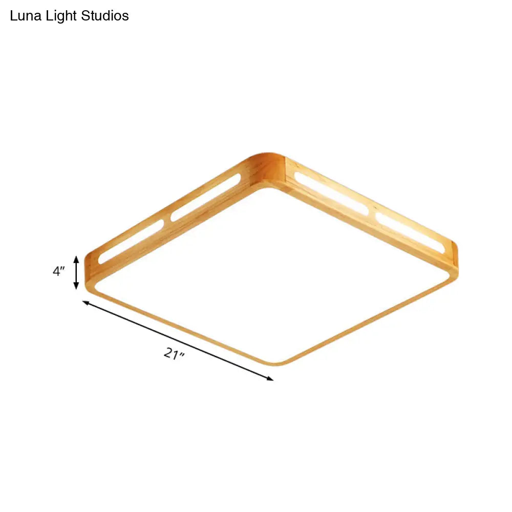 DecorBites™ DecorBites™ Modern Wood Beige LED Ceiling Light for Bedroom - Rectangle Flush Mount Lamp, 12"/18"/21"/25.5" Wide