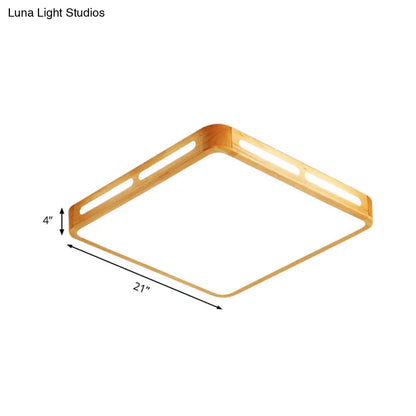 DecorBites™ DecorBites™ Modern Wood Beige LED Ceiling Light for Bedroom - Rectangle Flush Mount Lamp, 12"/18"/21"/25.5" Wide