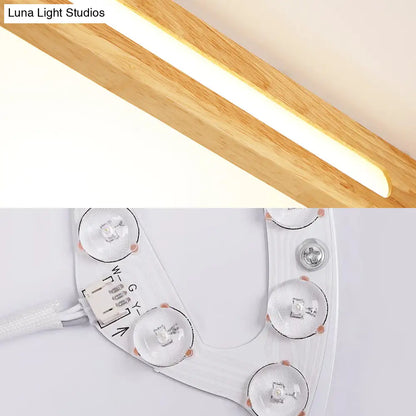 DecorBites™ DecorBites™ Modern Wood Beige LED Ceiling Light for Bedroom - Rectangle Flush Mount Lamp, 12"/18"/21"/25.5" Wide