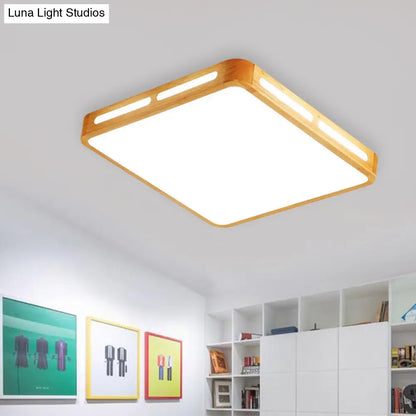 DecorBites™ DecorBites™ Modern Wood Beige LED Ceiling Light for Bedroom - Rectangle Flush Mount Lamp, 12"/18"/21"/25.5" Wide