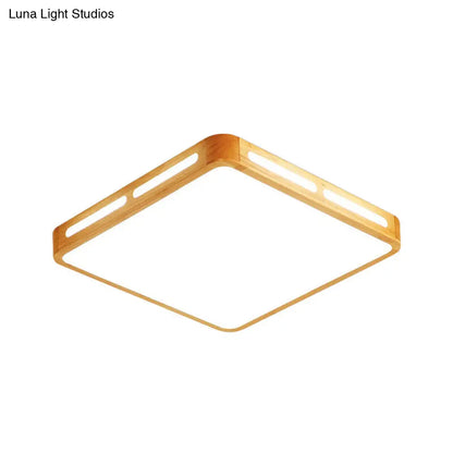 DecorBites™ DecorBites™ Modern Wood Beige LED Ceiling Light for Bedroom - Rectangle Flush Mount Lamp, 12"/18"/21"/25.5" Wide