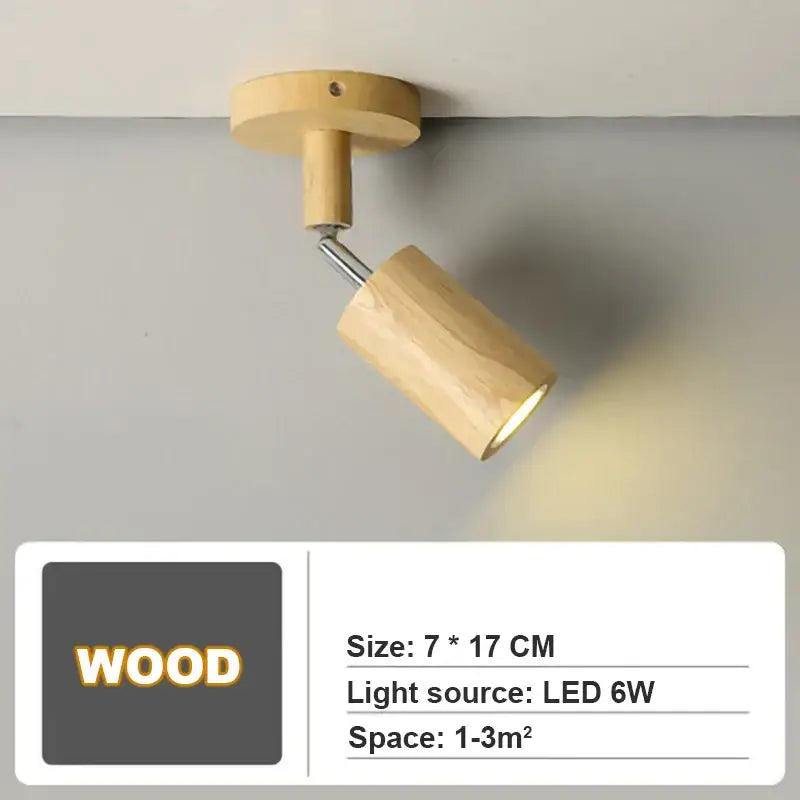 Modern wood ceiling light with two beige wooden spot heads in sleek cylindrical design for living room use