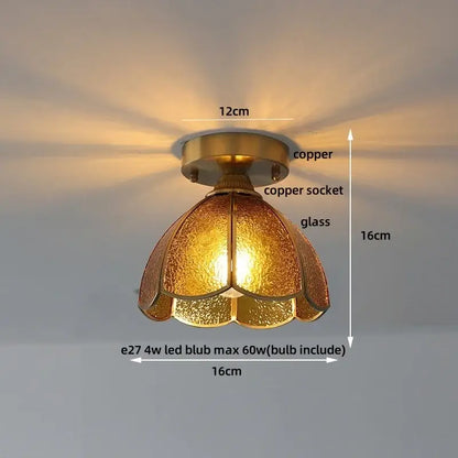 Modern wood and copper led ceiling light with copper finish and textured glass shade for bedroom decorbites cube wood copper