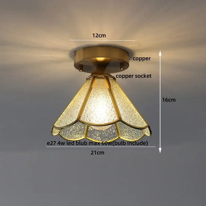 Modern wood and copper led ceiling light with vintage copper finish and amber textured glass shade for bedroom decorbites cube wood copper
