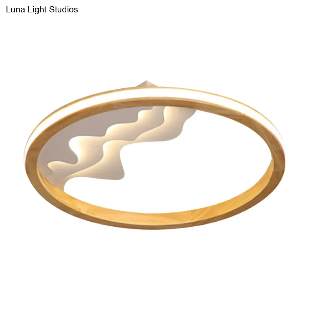 DecorBites™ DecorBites™ Modern Wood Flush Mount LED Fixture - Ring Design, Multiple Options for Bedroom Lighting - Beige/White, Stepless Dimming, Remote Control