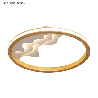 DecorBites™ DecorBites™ Modern Wood Flush Mount LED Fixture - Ring Design, Multiple Options for Bedroom Lighting - Beige/White, Stepless Dimming, Remote Control