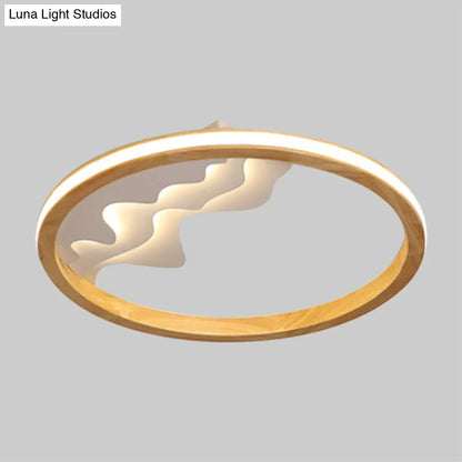 DecorBites™ DecorBites™ Modern Wood Flush Mount LED Fixture - Ring Design, Multiple Options for Bedroom Lighting - Beige/White, Stepless Dimming, Remote Control