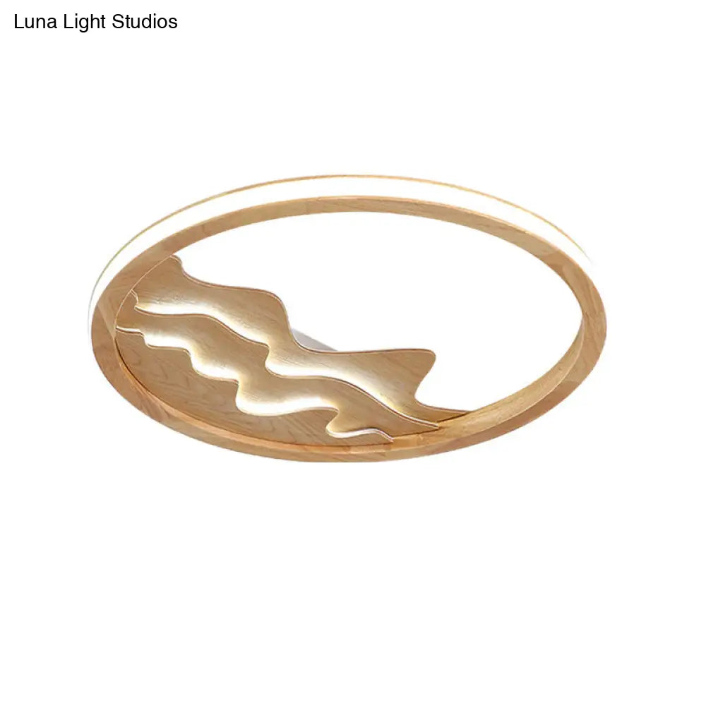 DecorBites™ DecorBites™ Modern Wood Flush Mount LED Fixture - Ring Design, Multiple Options for Bedroom Lighting - Beige/White, Stepless Dimming, Remote Control