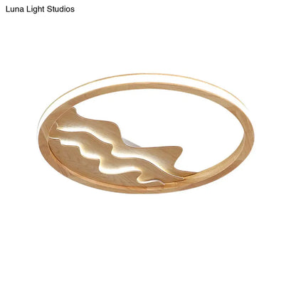 DecorBites™ DecorBites™ Modern Wood Flush Mount LED Fixture - Ring Design, Multiple Options for Bedroom Lighting - Beige/White, Stepless Dimming, Remote Control