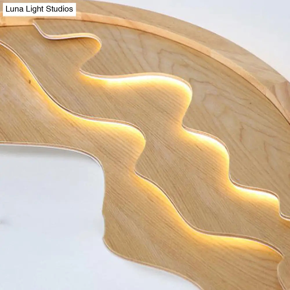 DecorBites™ DecorBites™ Modern Wood Flush Mount LED Fixture - Ring Design, Multiple Options for Bedroom Lighting - Beige/White, Stepless Dimming, Remote Control