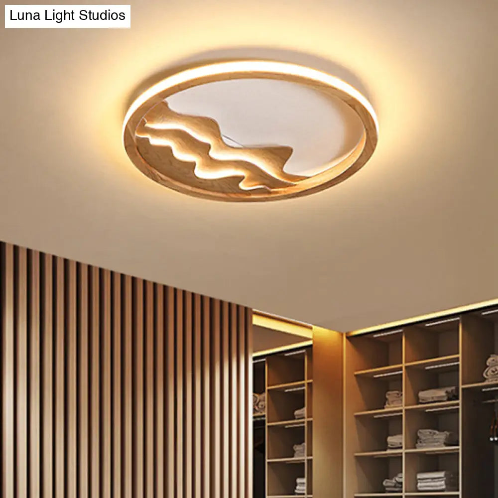 DecorBites™ DecorBites™ Modern Wood Flush Mount LED Fixture - Ring Design, Multiple Options for Bedroom Lighting - Beige/White, Stepless Dimming, Remote Control