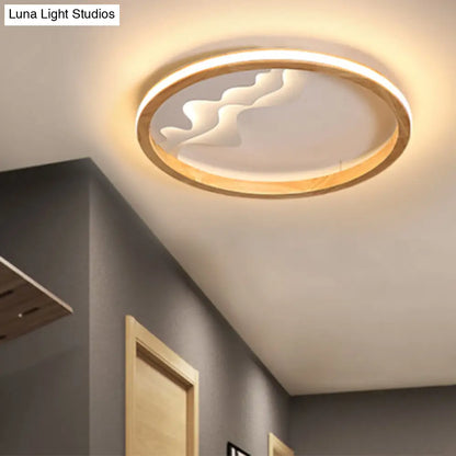 DecorBites™ DecorBites™ Modern Wood Flush Mount LED Fixture - Ring Design, Multiple Options for Bedroom Lighting - Beige/White, Stepless Dimming, Remote Control