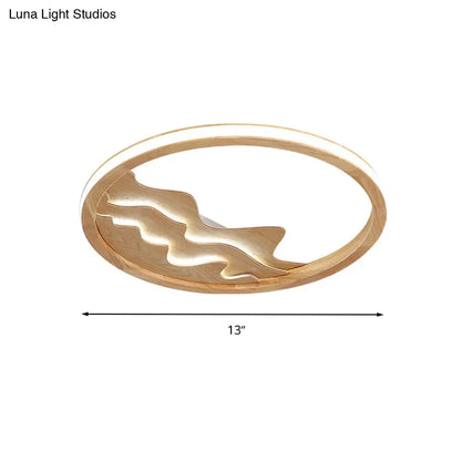 DecorBites™ DecorBites™ Modern Wood Flush Mount LED Fixture - Ring Design, Multiple Options for Bedroom Lighting - Beige/White, Stepless Dimming, Remote Control