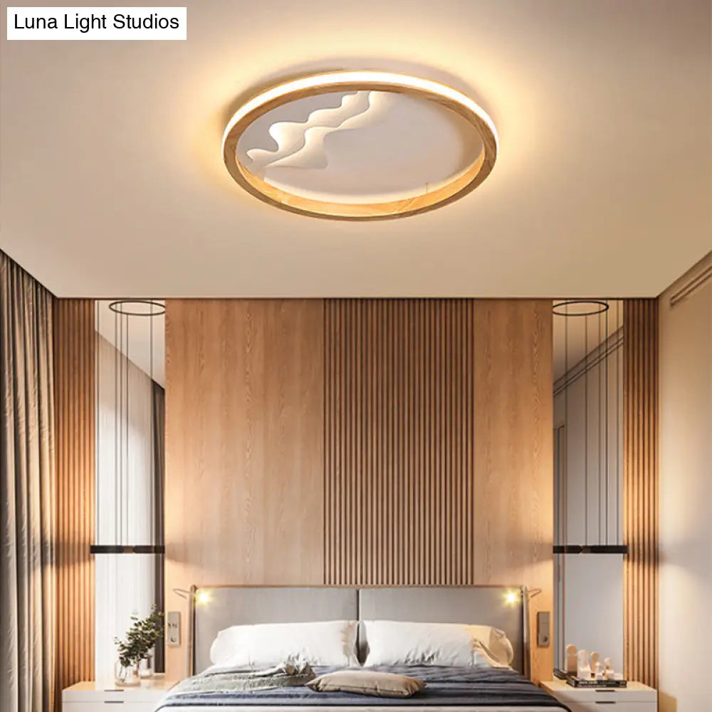 DecorBites™ DecorBites™ Modern Wood Flush Mount LED Fixture - Ring Design, Multiple Options for Bedroom Lighting - Beige/White, Stepless Dimming, Remote Control