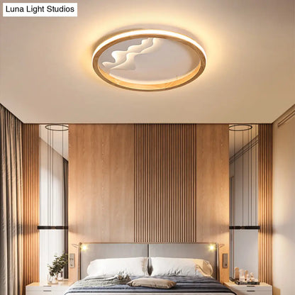 DecorBites™ DecorBites™ Modern Wood Flush Mount LED Fixture - Ring Design, Multiple Options for Bedroom Lighting - Beige/White, Stepless Dimming, Remote Control