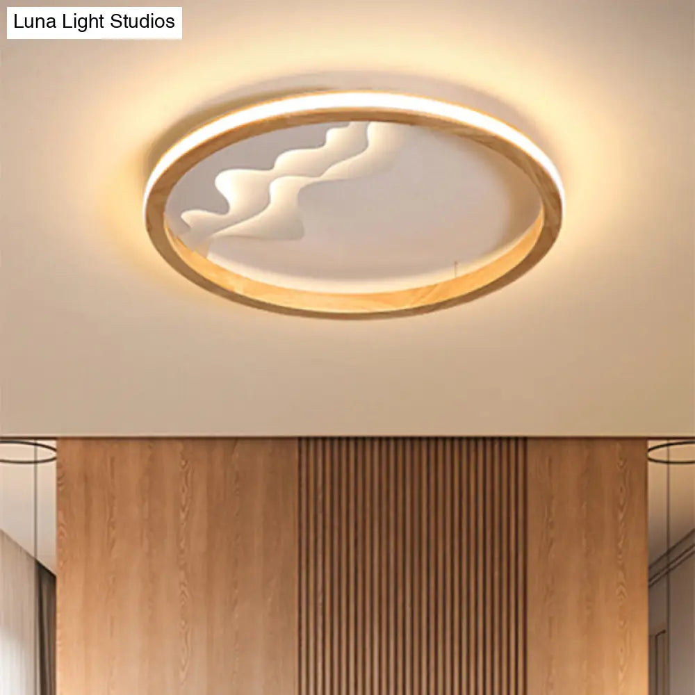 DecorBites™ DecorBites™ Modern Wood Flush Mount LED Fixture - Ring Design, Multiple Options for Bedroom Lighting - Beige/White, Stepless Dimming, Remote Control