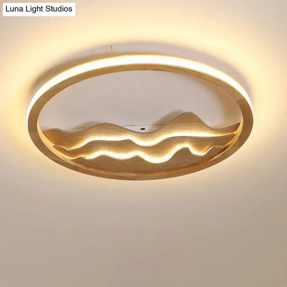 DecorBites™ DecorBites™ Modern Wood Flush Mount LED Fixture - Ring Design, Multiple Options for Bedroom Lighting - Beige/White, Stepless Dimming, Remote Control