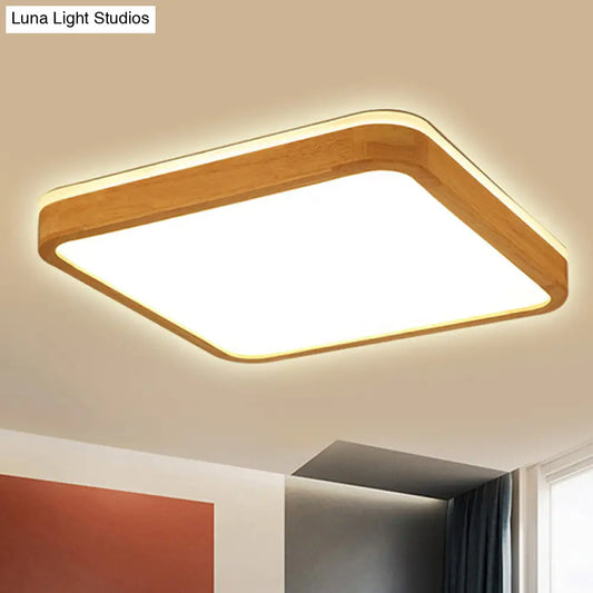 DecorBites™ DecorBites™ Modern Wood Flush Mount LED Lamp with Frosted Diffuser - Beige, Natural Light, Multiple Sizes