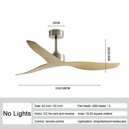 Modern wood industrial wind ceiling fan with three light-colored abs blades and brushed metallic finish for living room decorbites industrial wind ceiling fan
