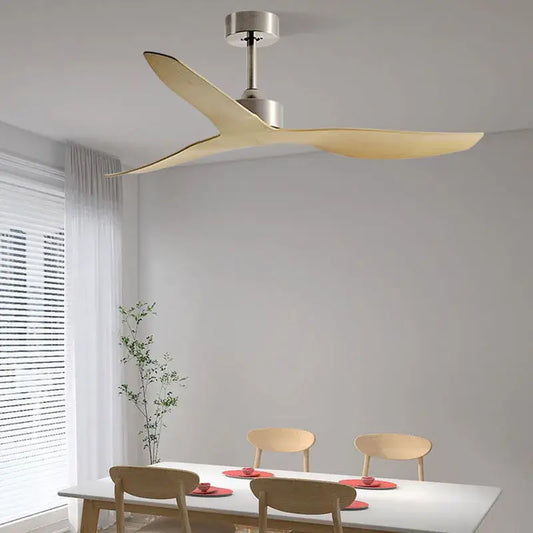 Modern wood industrial wind ceiling fan with three light wooden blades and brushed metal hub for living room decorbites industrial wind