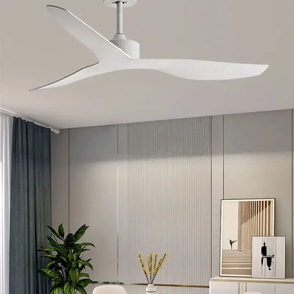 Modern white ceiling fan with sleek aerodynamic blades and minimalist design for decorbites industrial wind ceiling use