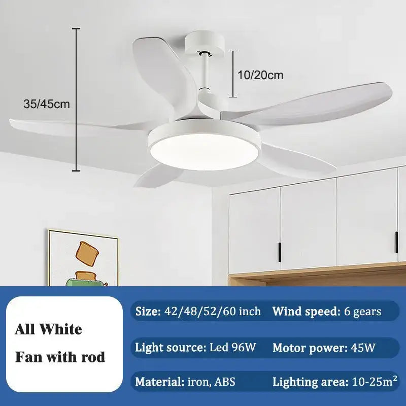 Modern white iron and abs plastic led ceiling fan with four blades and integrated light for living room decorbites led ceiling fan