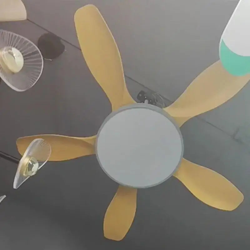 Yellow modern wood led ceiling fan with five blades and circular light fixture for living room decorbites led ceiling fan