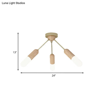 DecorBites™ Lámpara de techo LED empotrada moderna de madera con 3 luces beige