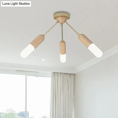 DecorBites™ Lámpara de techo LED empotrada moderna de madera con 3 luces beige