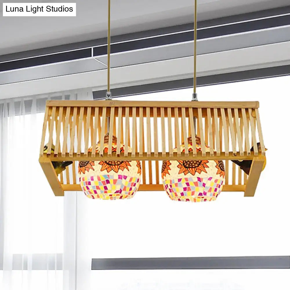 Decorbites modern wood pendant light with rectangular bamboo fixture width 16 to 19.5 inches and e26 e27 sockets