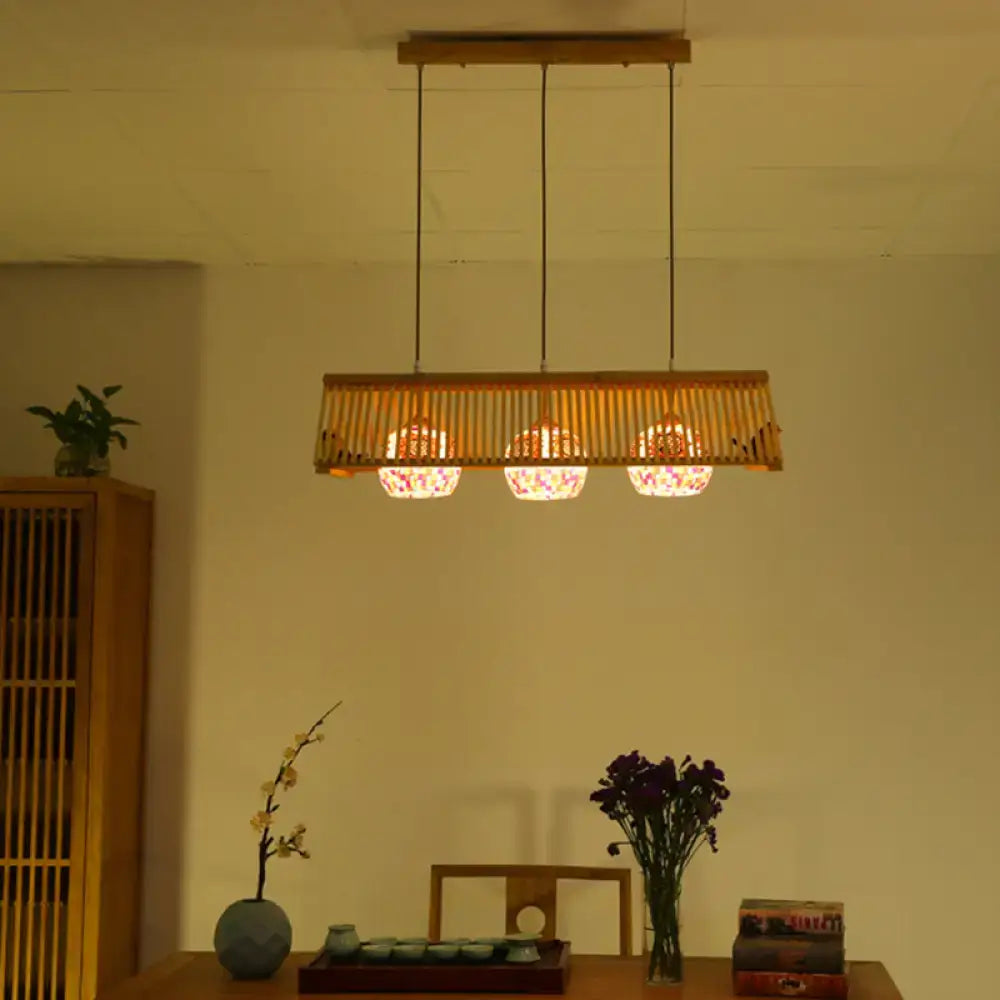 DecorBites modern wood pendant light with warm beige bamboo fixture width 16 to 19.5 inches e26 e27 compatible