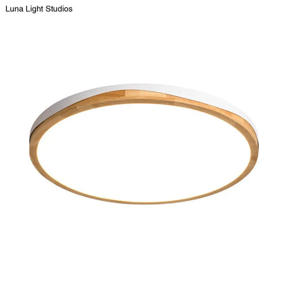 DecorBites™ DecorBites™ Modern Wood Round Flush-Mount Light Fixture - 14"/18"/21.5" Wide LED - White/Warm Light