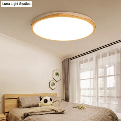 DecorBites™ DecorBites™ Modern Wood Round Flush-Mount Light Fixture - 14"/18"/21.5" Wide LED - White/Warm Light
